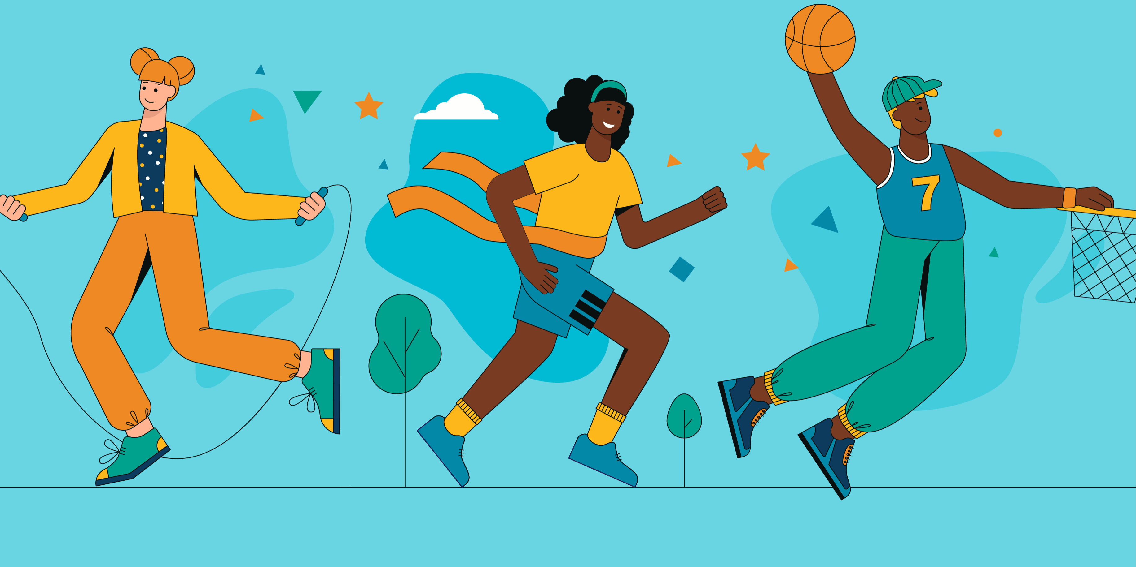Illustration of people playing sports